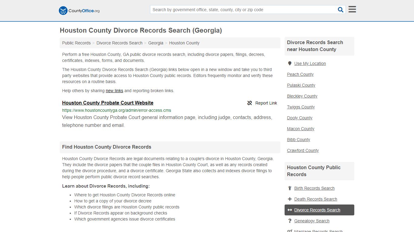 Divorce Records Search - Houston County, GA (Divorce ...